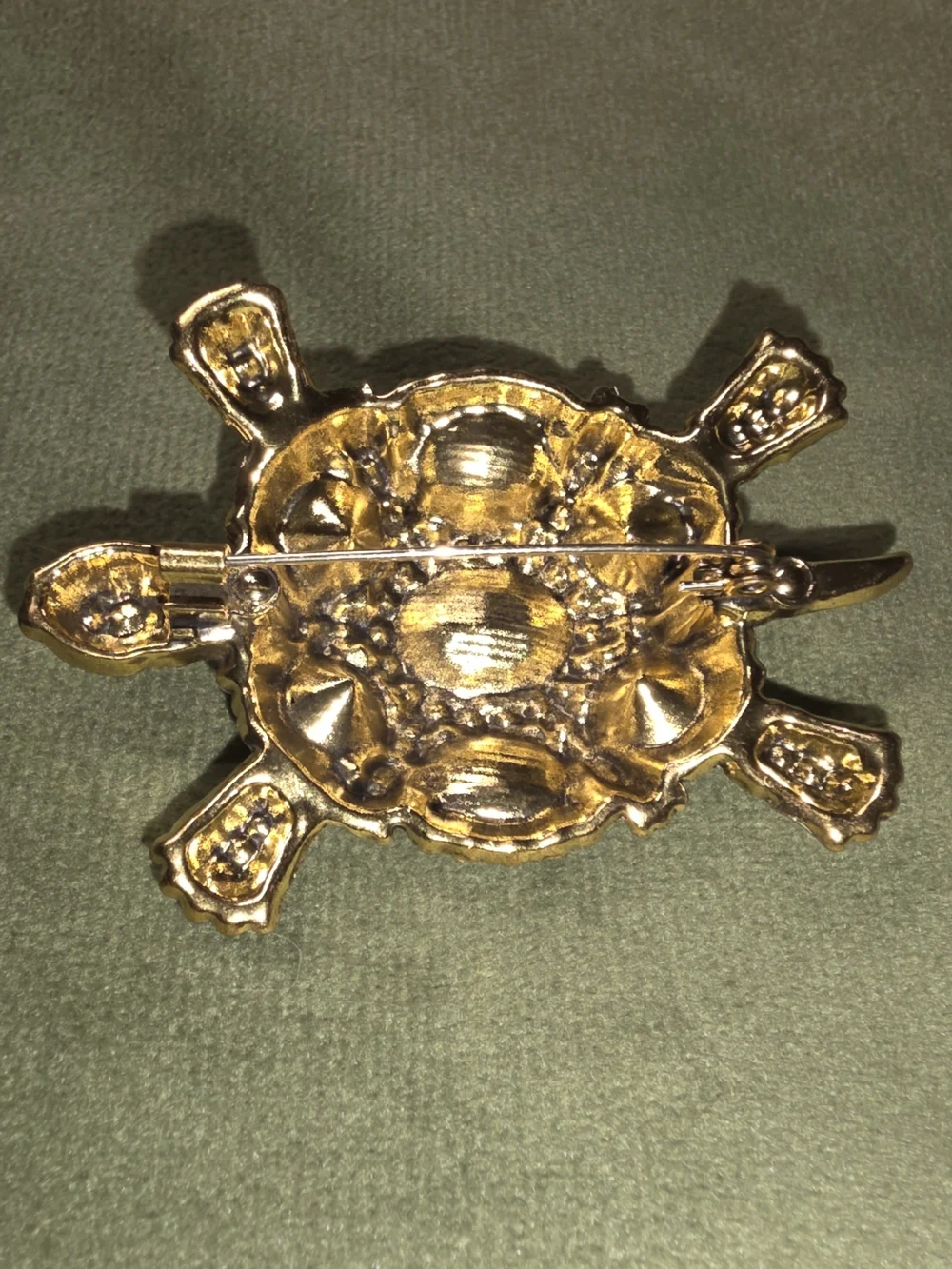 Gold-Tone Multicolor Crystal Turtle Brooch - Designer Style